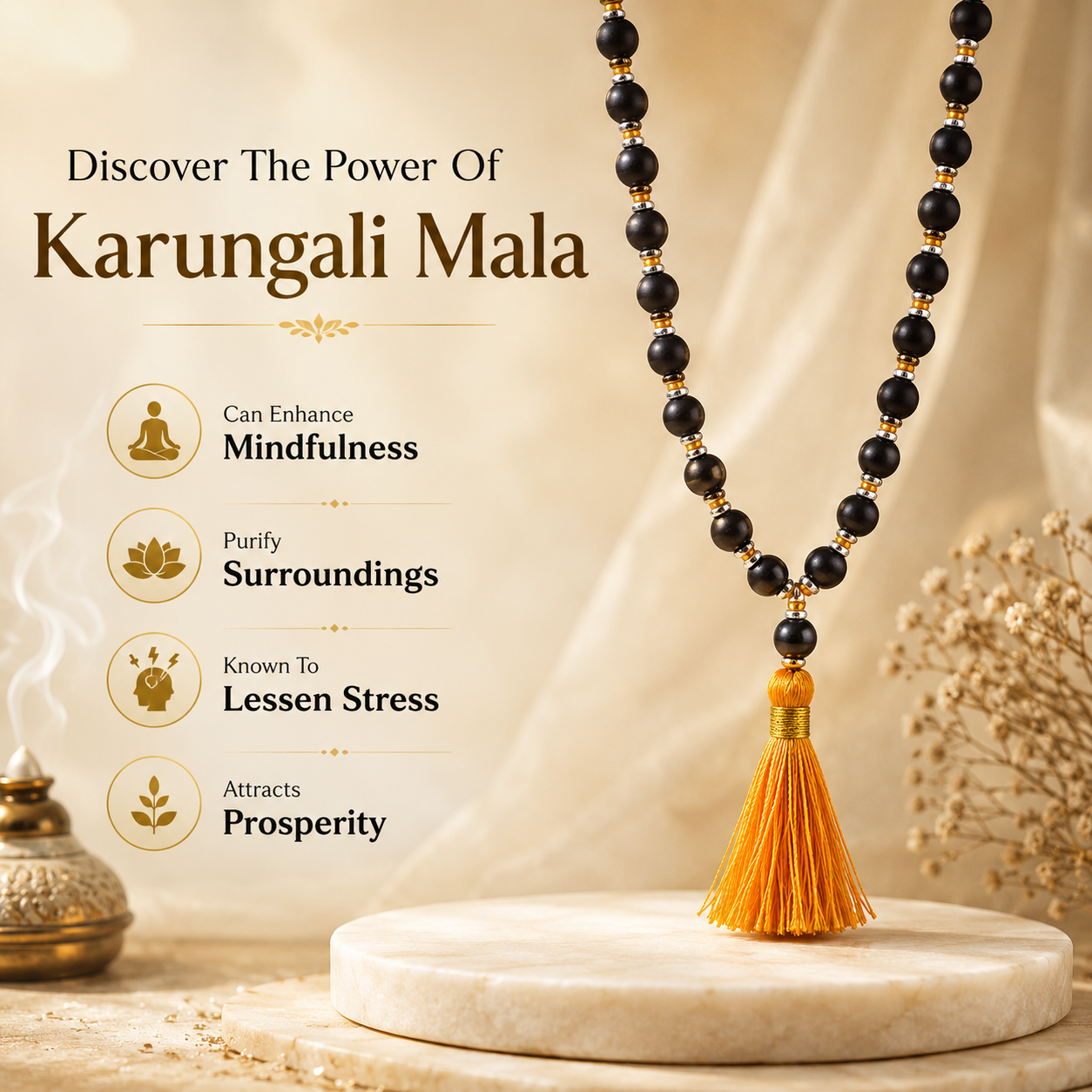 Original Karungali Mala ( Ebony Wood ) (Certified)