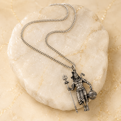 Rudra Hanuman Locket with Chain - Free Rudraksha Bracelet