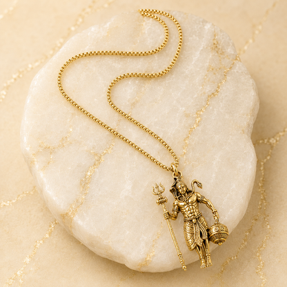 Rudra Hanuman Locket with Chain(Gold Plated) - Free Rudraksha Bracelet