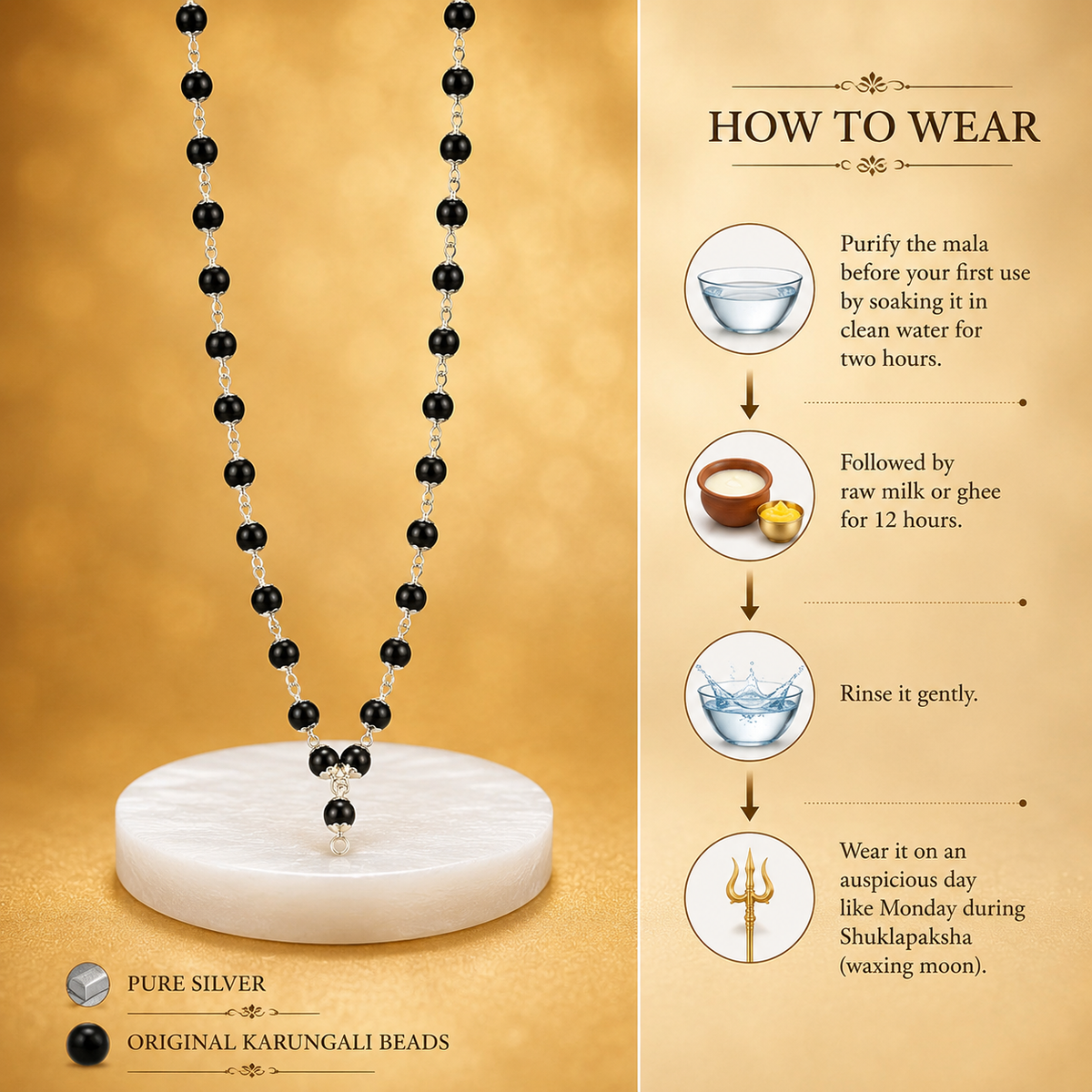 Original Karungali Mala in Pure Silver (Certified)