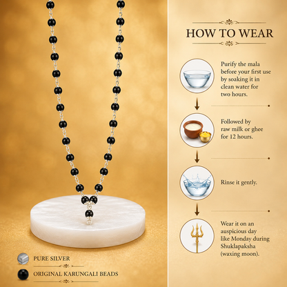 Original Karungali Mala in Pure Silver (Certified)