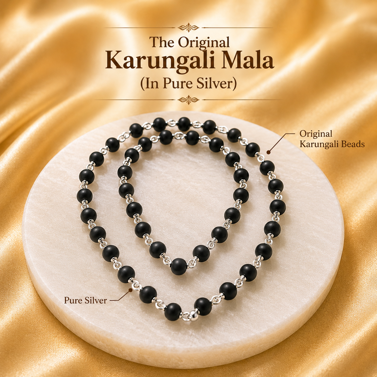 Original Karungali Mala in Pure Silver (Certified)