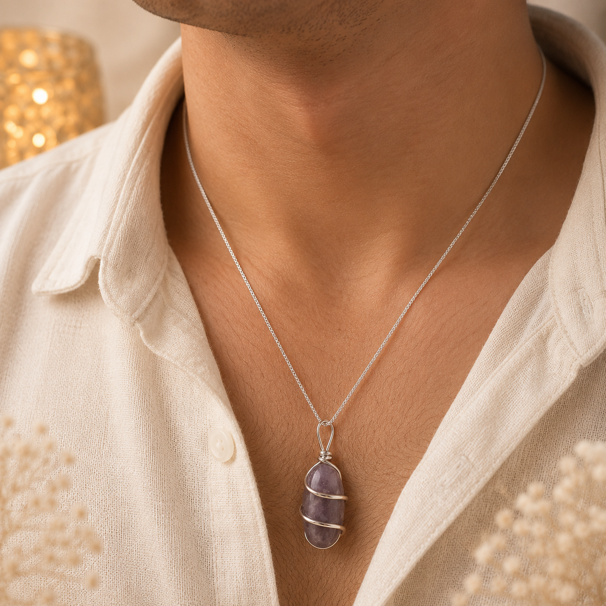 Narmadeshwar Shivling Locket in Pure Silver