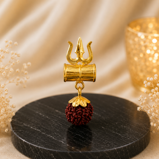 Shiva Shakti Rudraksha Kavach With 5 Mukhi Rudraksha Trishul Damru Pendant
