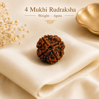 Authentic 4 Mukhi (Four-faced) Rudraksha
