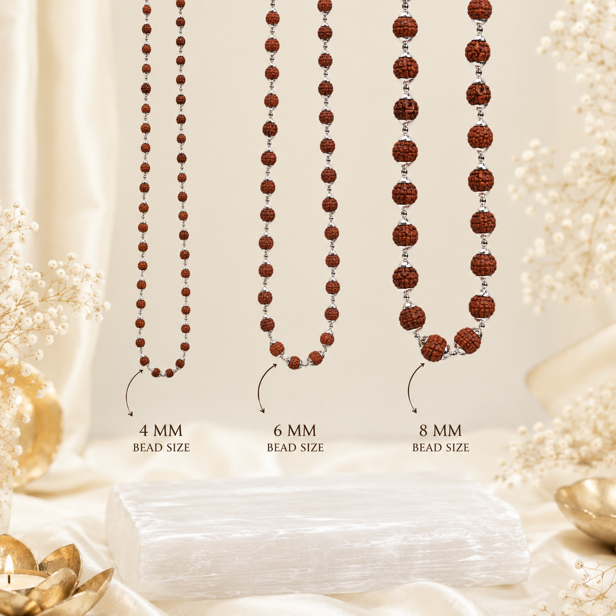 Pure Silver Rudraksha Mala (Certified)