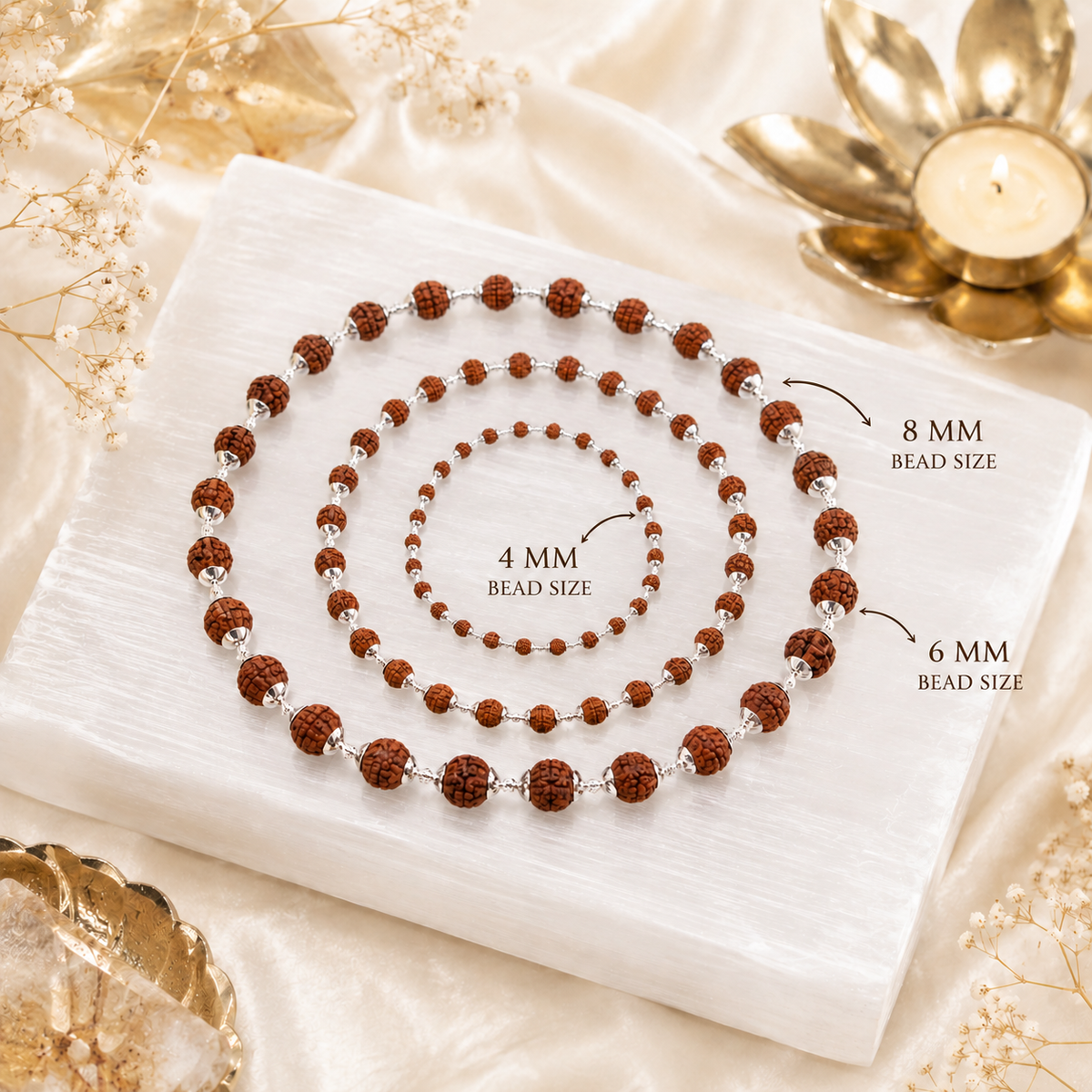 Pure Silver Rudraksha Mala (Certified)