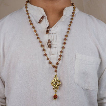 Mahakal Locket with Rudraksha Mala - Free Rudraksha Bracelet (Certified)