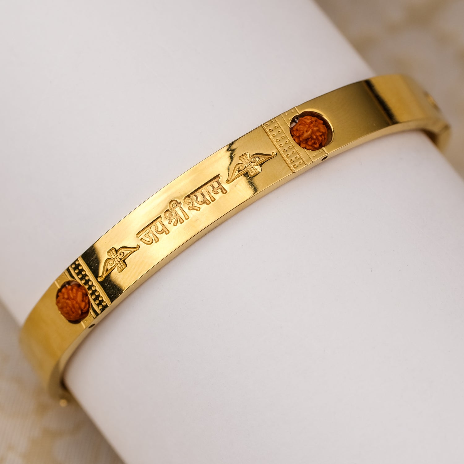 The Resilience Kada ( 18 K Gold Plated ) - Rudraksha