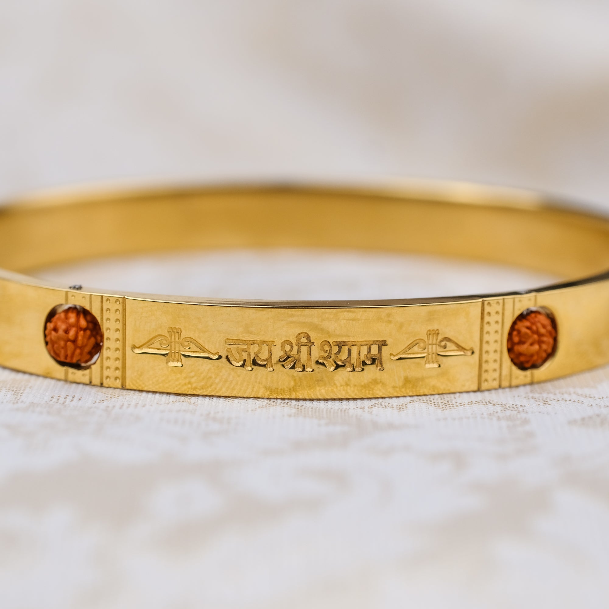 The Resilience Kada ( 18 K Gold Plated ) - Rudraksha