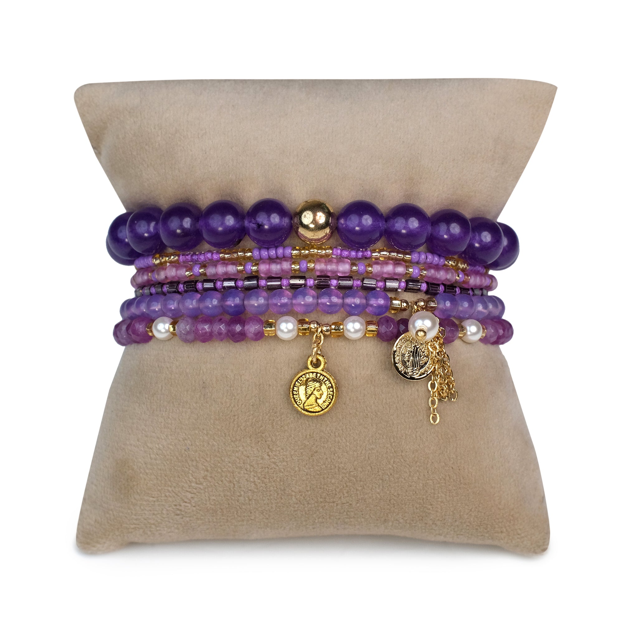 Keep Your Mind Calm Stack - Amethyst ( Set of 6 Bracelets )