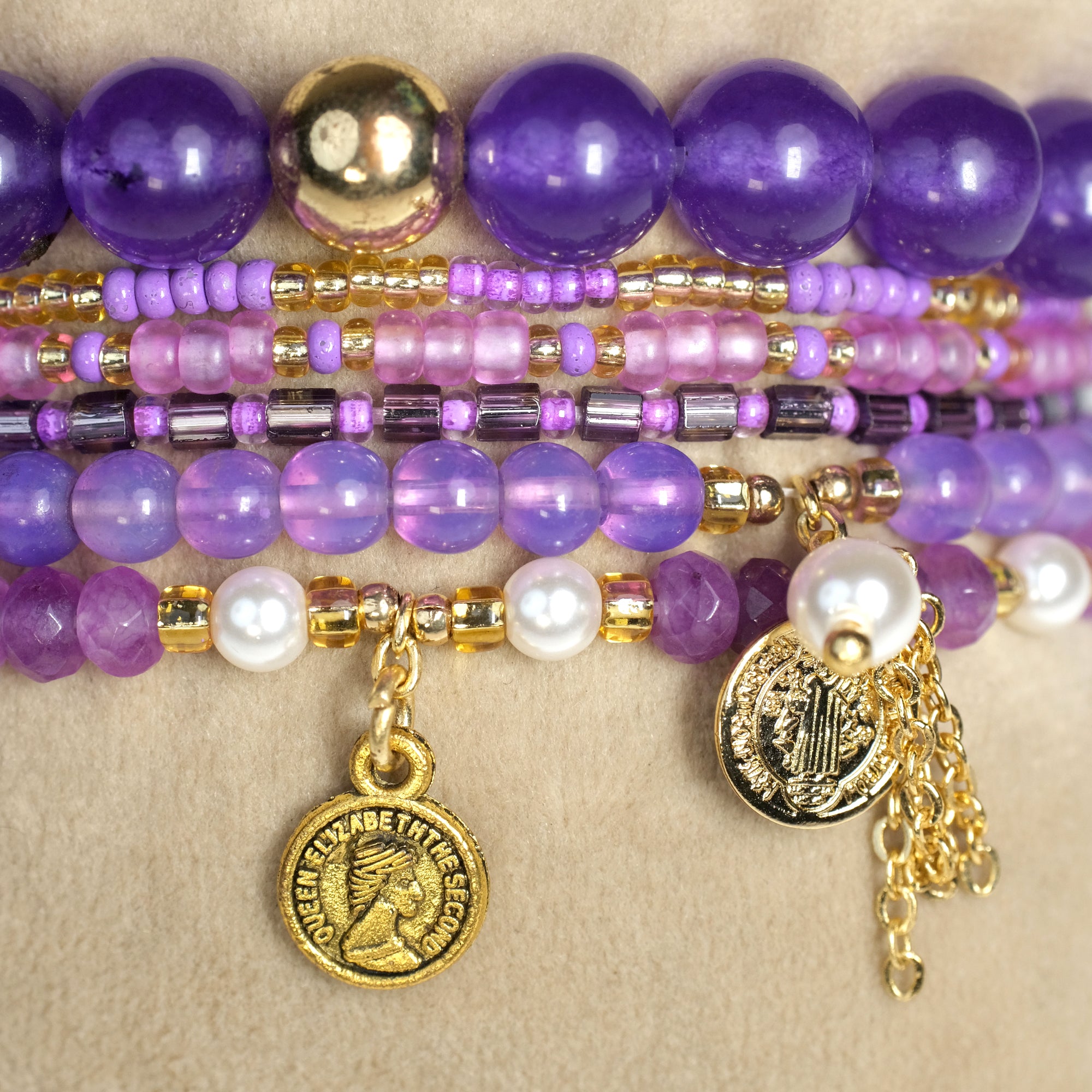 Keep Your Mind Calm Stack - Amethyst ( Set of 6 Bracelets )