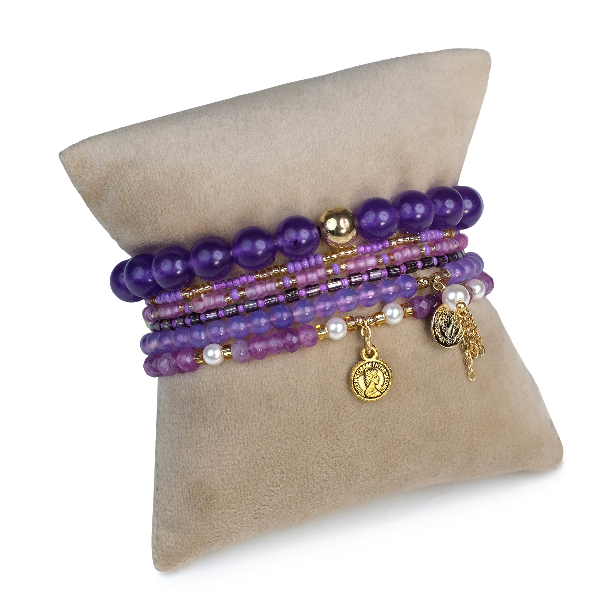 Keep Your Mind Calm Stack - Amethyst ( Set of 6 Bracelets )