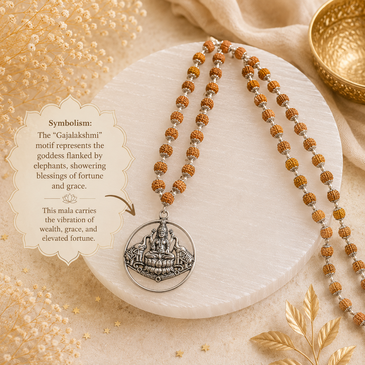 Gaja Lakshmi Locket - Silver Capped