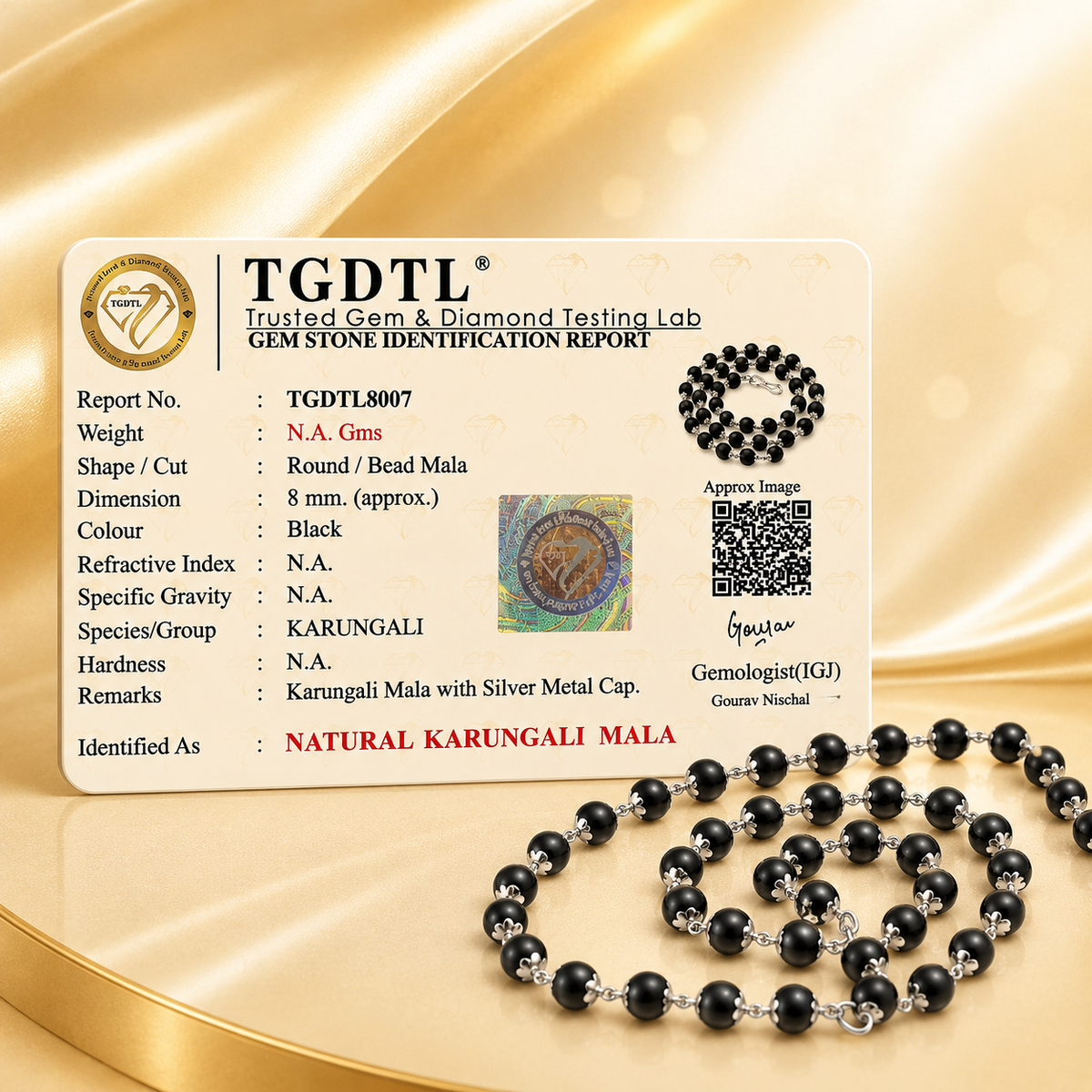 Original Karungali Mala in Pure Silver (Certified)