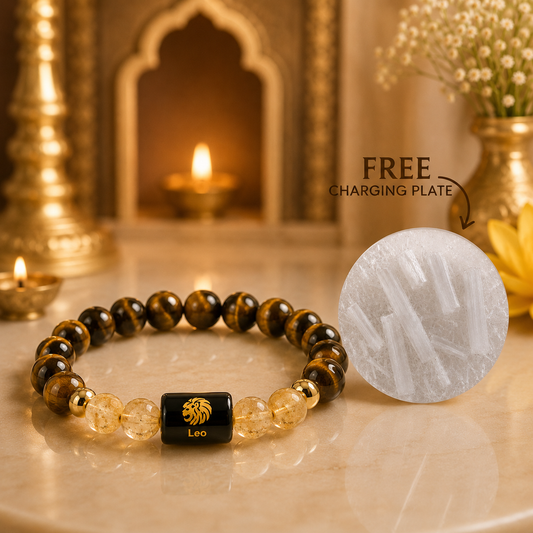 Leo Zodiac Bracelet With selenite plate