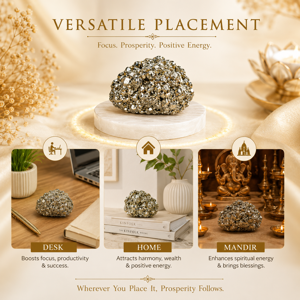 Raw Pyrite Anklet &amp; Raw Pyrite Stone Combo