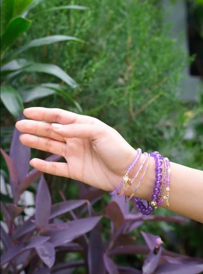 Keep Your Mind Calm Stack - Amethyst ( Set of 6 Bracelets )