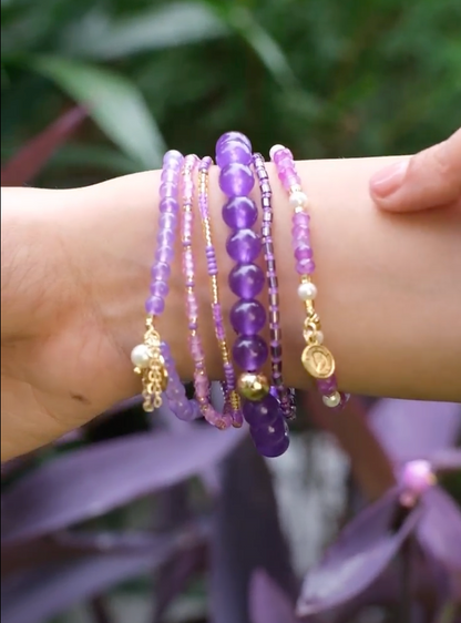 Keep Your Mind Calm Stack - Amethyst ( Set of 6 Bracelets )