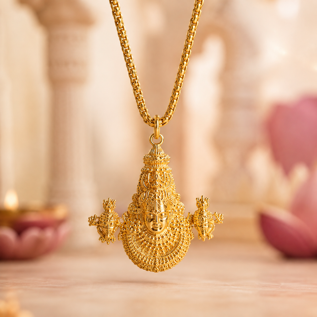 Tirupati Balaji Locket with Chain(Gold Plated)