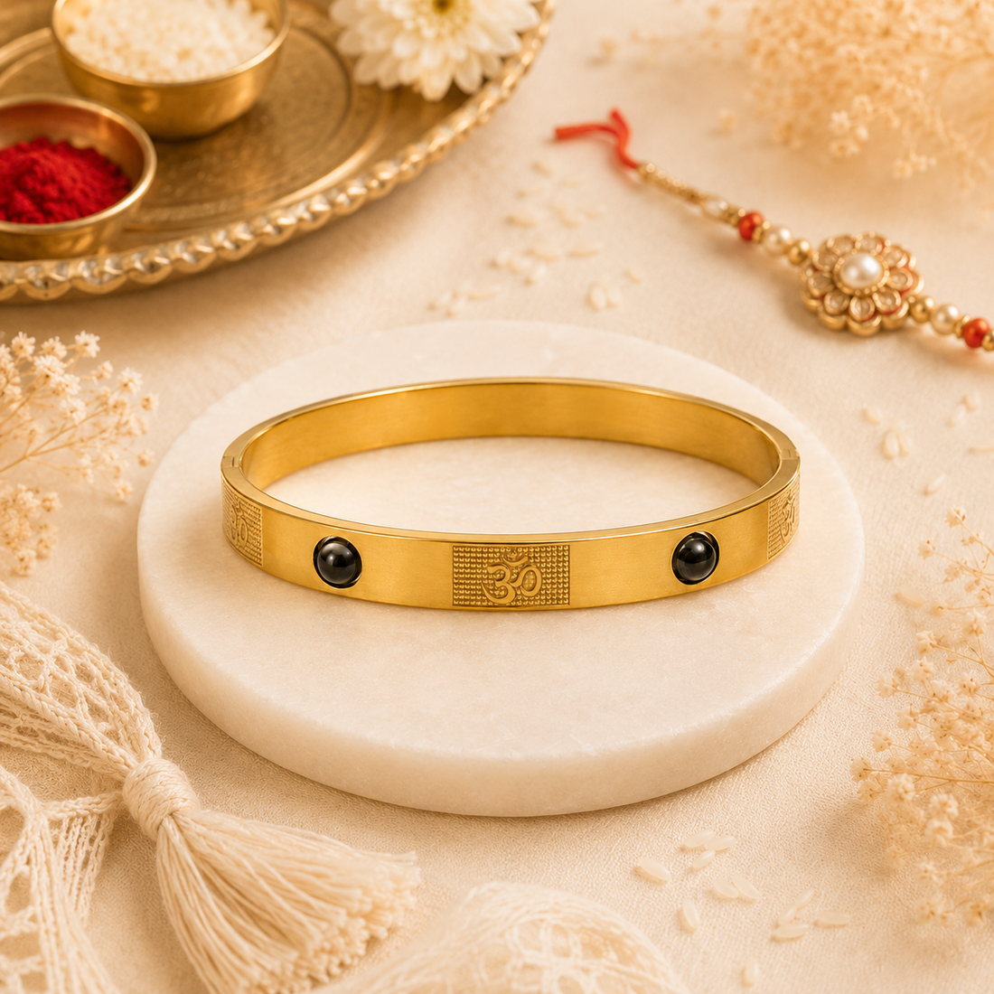 The Resilience Kada ( 18 K Gold Plated ) - Pyrite