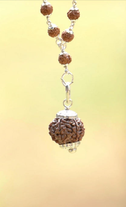 7 Mukhi Nepal Rudraksha Mala in Pure Silver