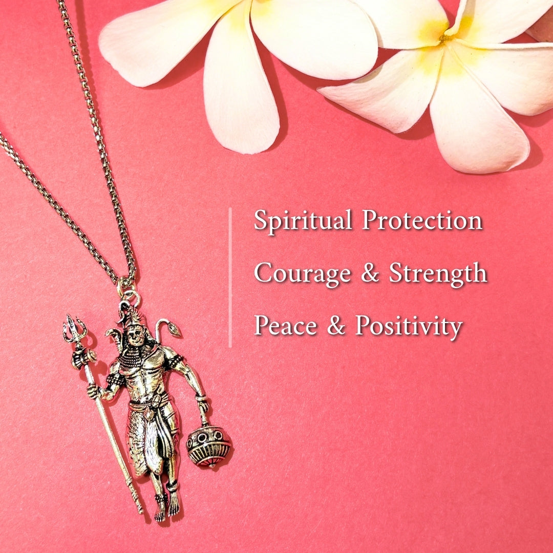 Rudra Hanuman Locket with Chain - Free Rudraksha Bracelet