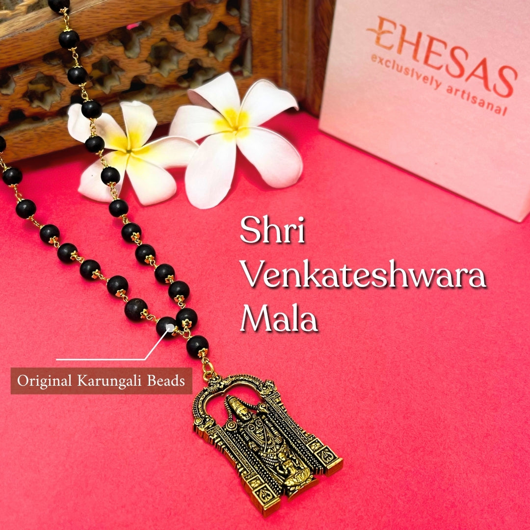 Shri Venkateshwara Mala(Gold Plated) - Free Rudraksha Bracelet