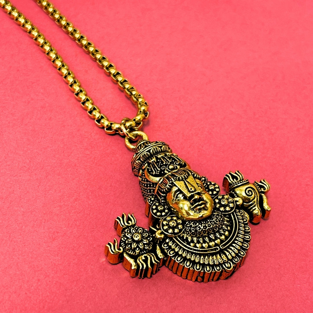 Tirupati Balaji Locket with Chain(Gold Plated) - Free Rudraksha Bracelet