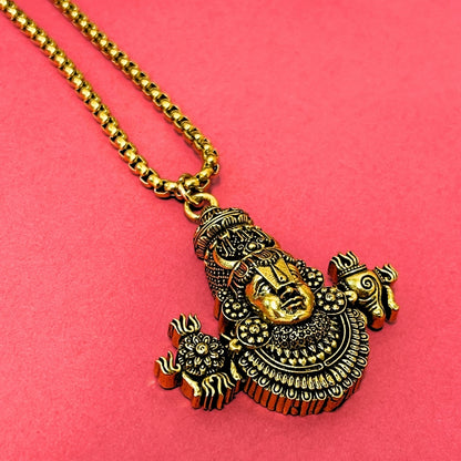 Tirupati Balaji Locket with Chain(Gold Plated) - Free Rudraksha Bracelet