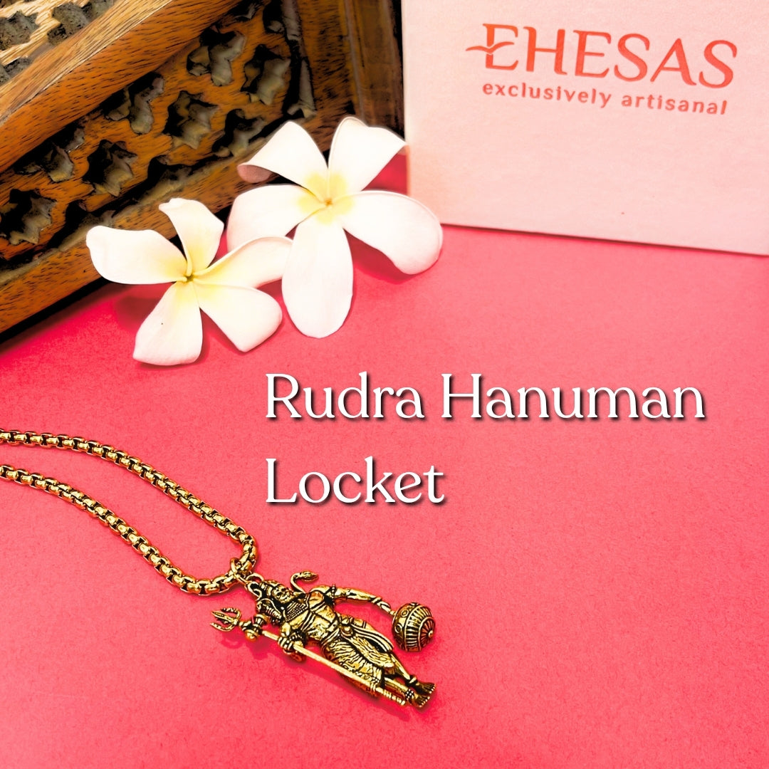Rudra Hanuman Locket with Chain(Gold Plated)