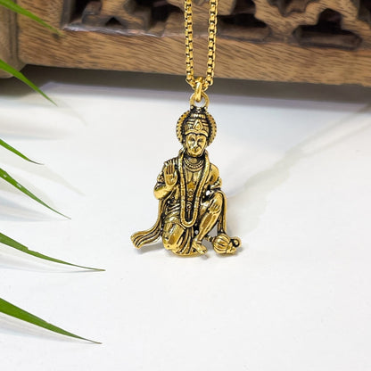 Bajrang Bali Locket and Chain— 18K Gold Plating