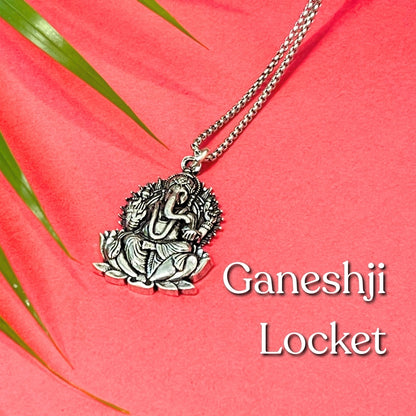 Ganesh Ji Locket with Chain - Free Rudraksha Bracelet
