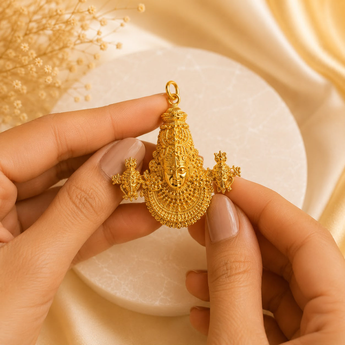 Tirupati Balaji Locket with Chain(Gold Plated)