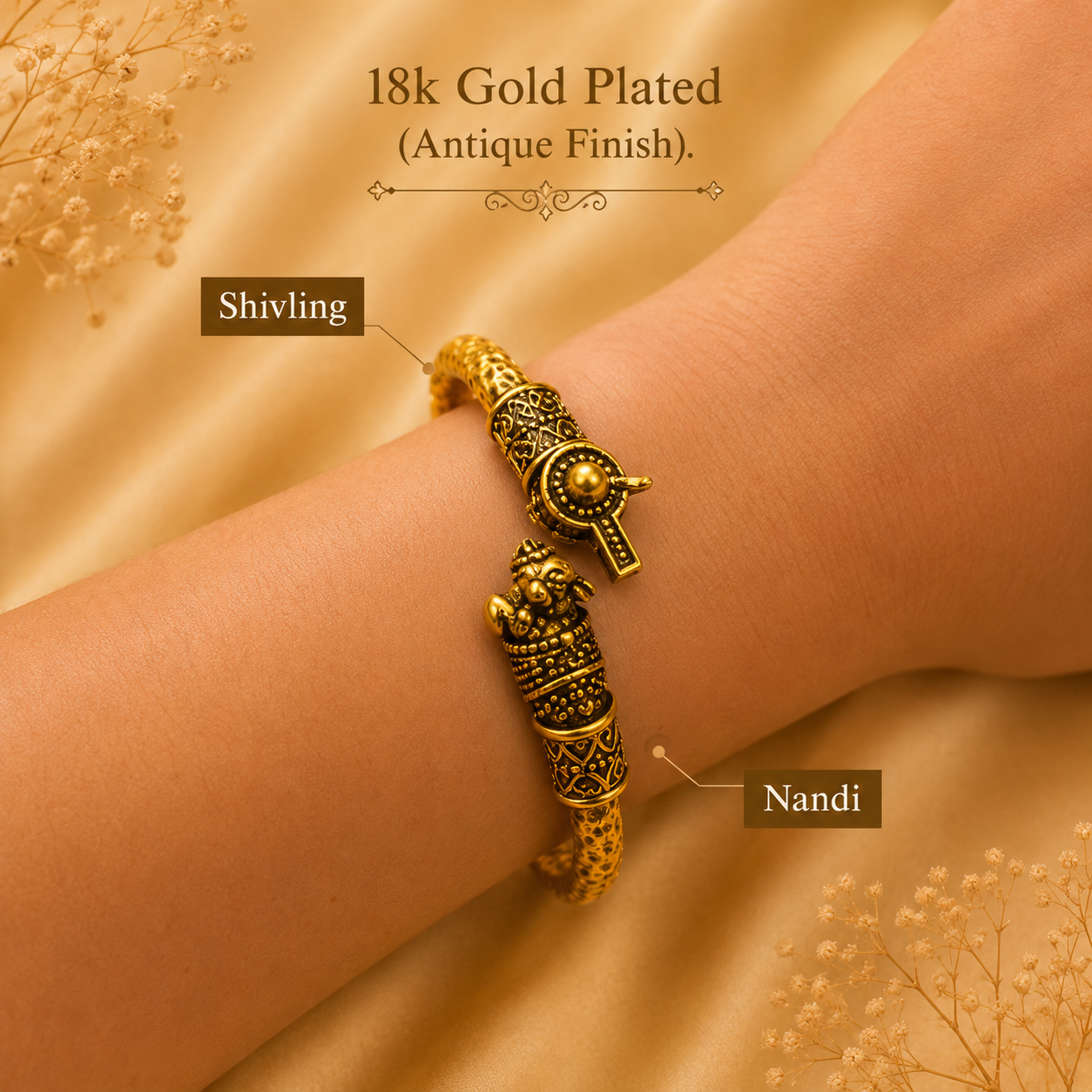 Shiv Nandi Kada (Remove all Obstacles) - Gold Plated - (𝐁𝐮𝐲𝟏 𝐆𝐞𝐭𝟏 𝐅𝐫𝐞𝐞)