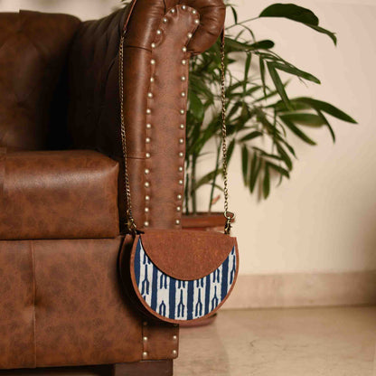 Indigo Fork Dabu Printed and Vegan Leather Moon Sling