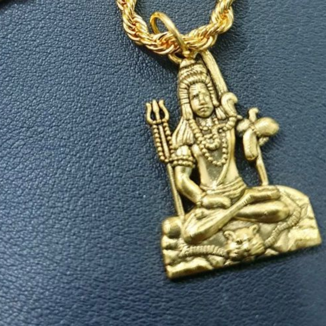 Golden Mahadev Locket with Trishul