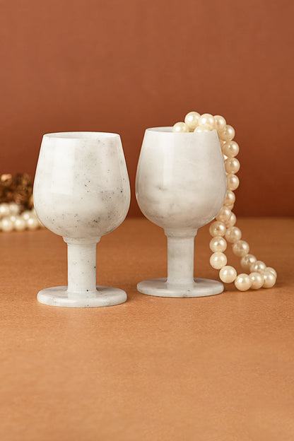 Marble Wine Glasses ( White ) - Set of 2