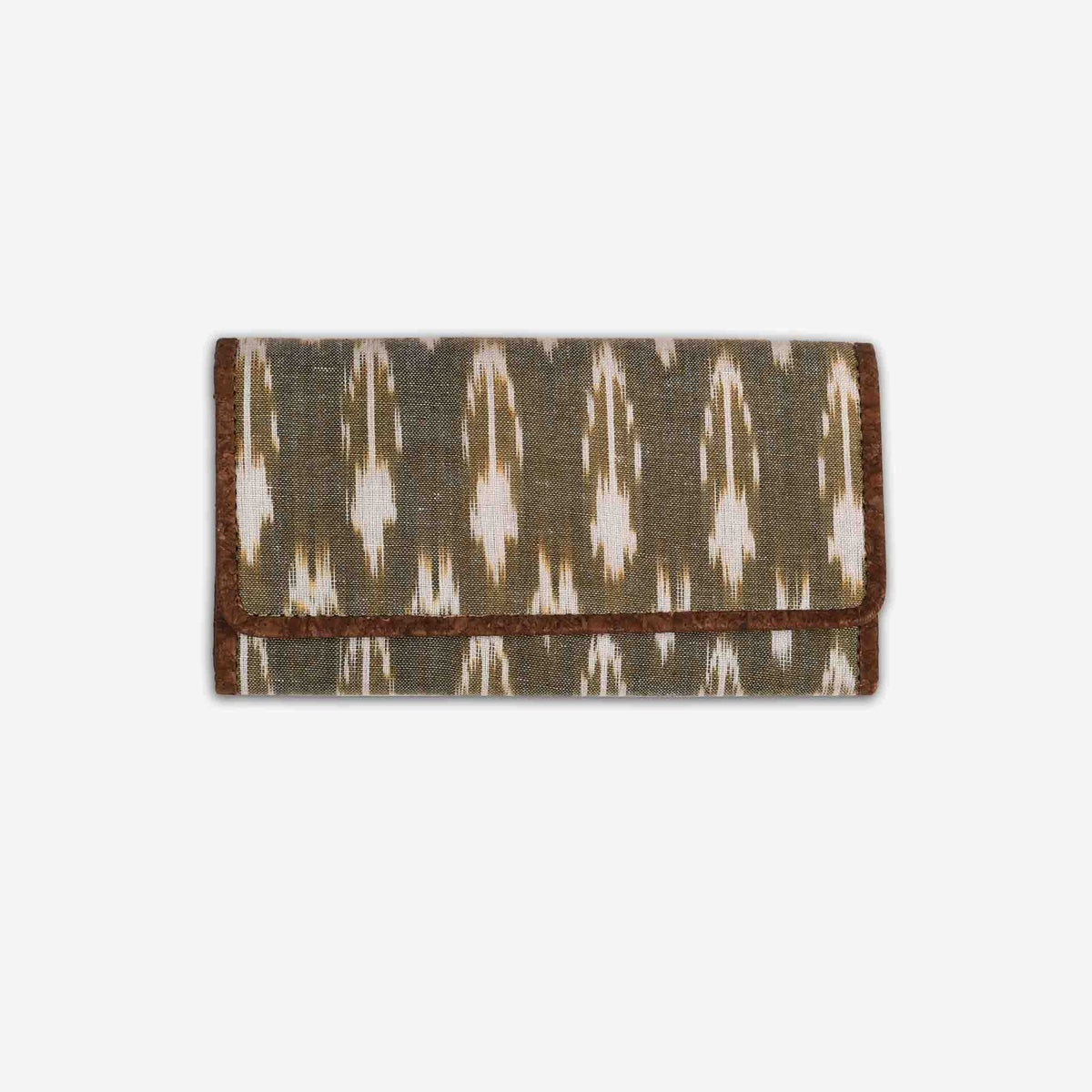 Green Ikat Print Cork Wallet