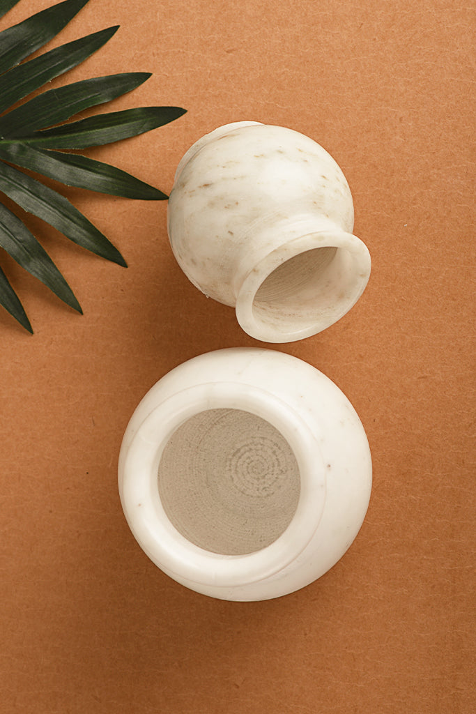 Set of 2 Marble Matka Pots