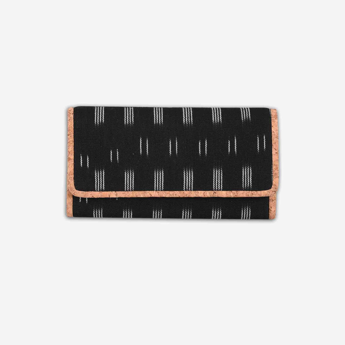 Black Dabu Print Womens Cork Wallet