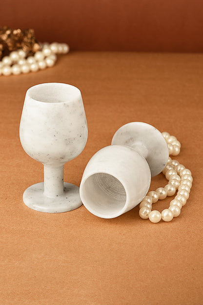 Marble Wine Glasses ( White ) - Set of 2