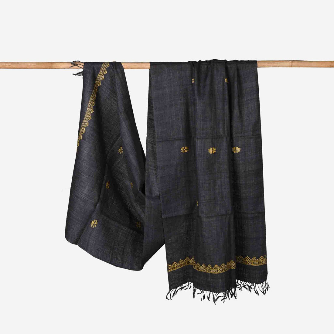 Tawang Grey Embroidered Vegan Silk Stole