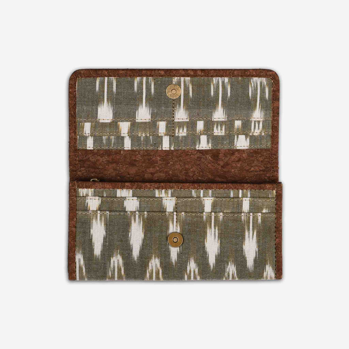 Green Ikat Print Cork Wallet