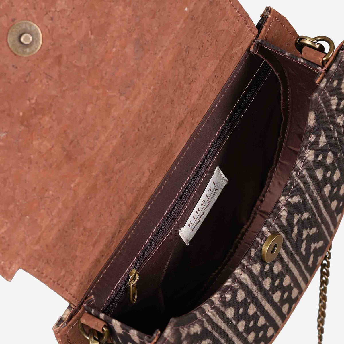 Black IKAT printed and Vegan Leather Moon sling
