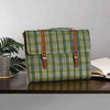 Vegan Leather and Green Dabu Print Canvas Laptop Sleeve