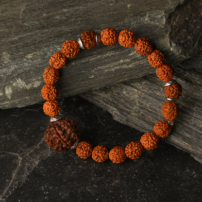 Authentic 5 Mukhi (Five-faced) Rudraksha Bracelet with 5 Mukhi Nepal Bead