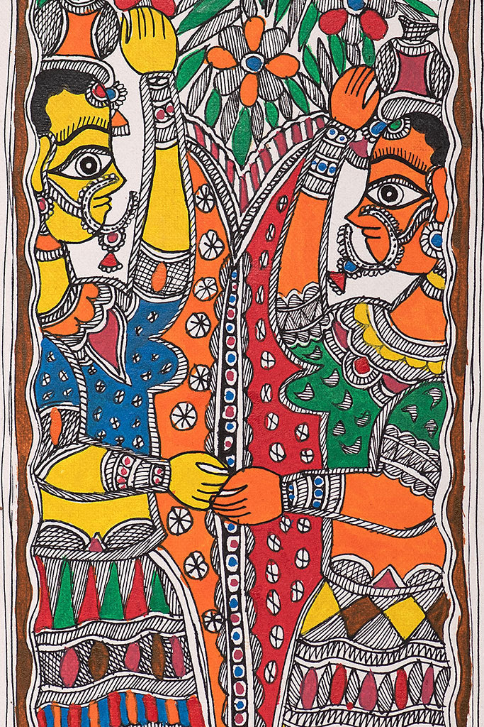 Lady plucking flowers (sale) Madhubani Painting