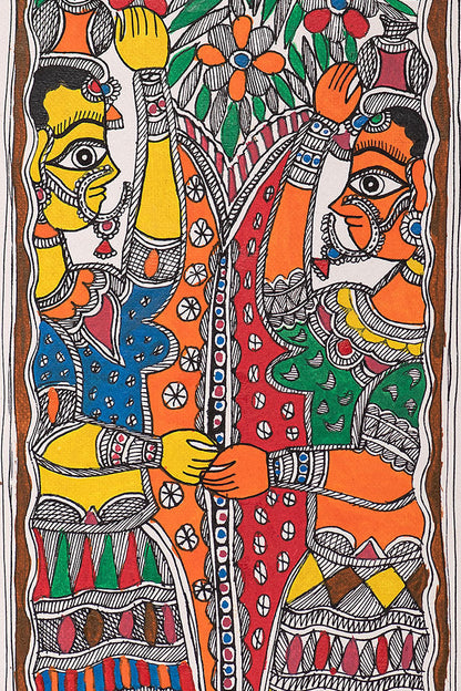 Lady plucking flowers (sale) Madhubani Painting