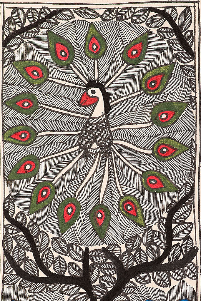 Three Peacock Madhubani Painting